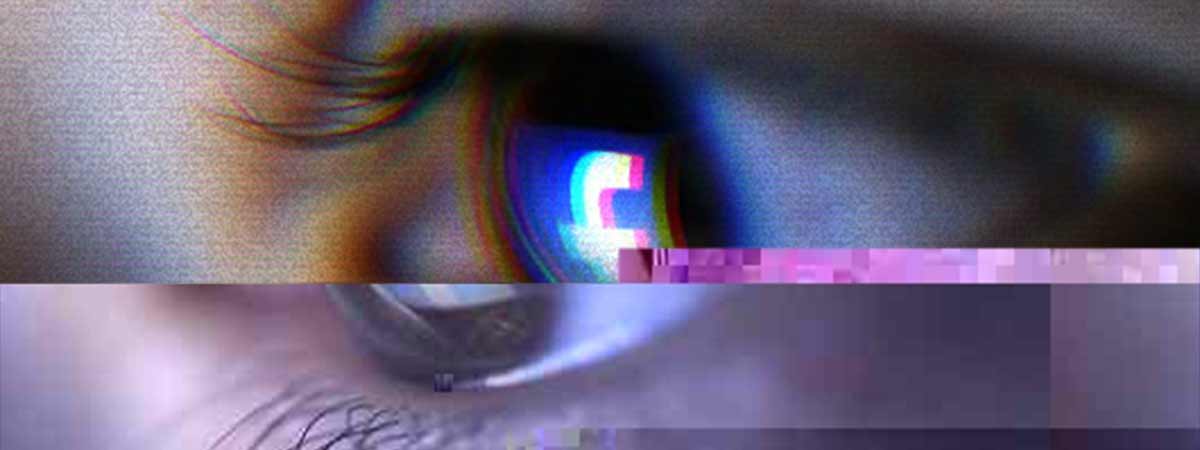 Facebook logo reflected in a human eye